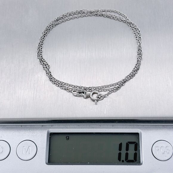 Vintage Italy KA 1772 Sterling Silver 925 1.2mm Cable Link Chain Necklace 18" - Picture 3 of 3